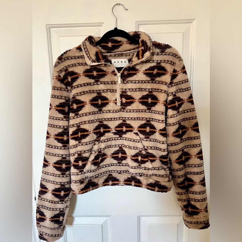 Aeropostale Quarter Zip Aztec Sherpa Fleece Pullover